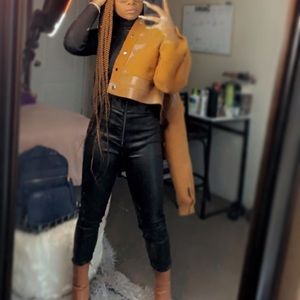 Brown leather jacket from shein , size small (4-6)